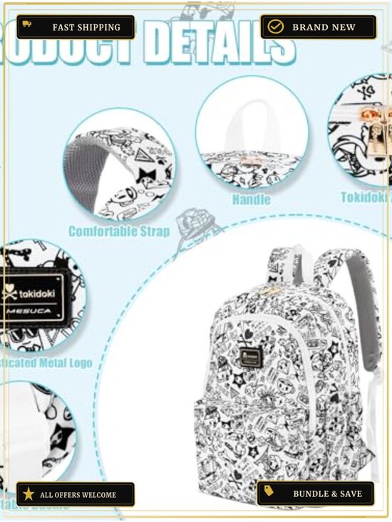 tokidoki Unicorno Laptop Backpack Canvas Travel Daypack Fits 14 Laptop main image 4